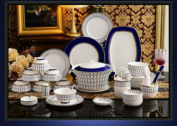 

роскошная питьевая посуда 60 шт. европейский керамический чайный сервиз фарфоровый кофейный сервиз кофейник кофейный ужин блюда блюдце набор