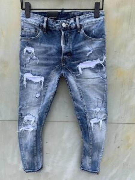 

new style brand d2 men jeans denim jean embroidery tiger pants holes d2 jeans zipper men pants skinny dsquared2 jeans men 0000145c0#, White