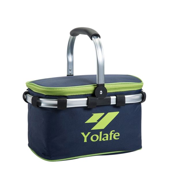 

yolafe insulated picnic basket navy blue collapsible picnic tote impermeable waterproof lunch bags 10l / 80 lbs portable shoppin
