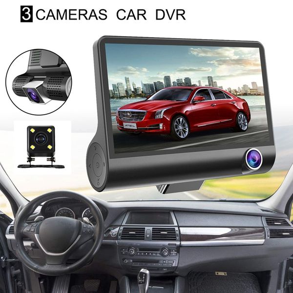 

4 inch hd 1080p three lens car dash camera night vision cam video driving recorder