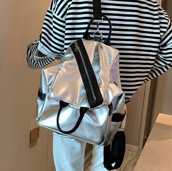 

designer women backpack bag luxury joker silver travel street backpack large capacity crossbady single shoulder bags