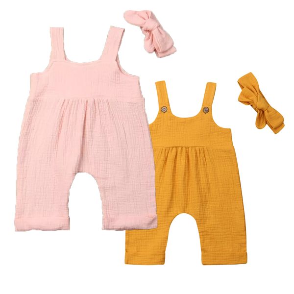 

infant toddler baby girls kids belt solid romper jumpsuit bodysuit long pants, Blue