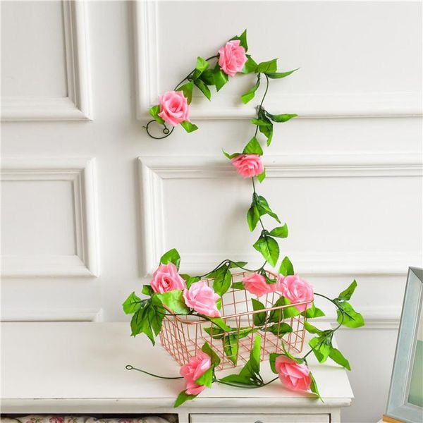 

artificial rose flowers vine rattan fake leaves garland home office shop decors