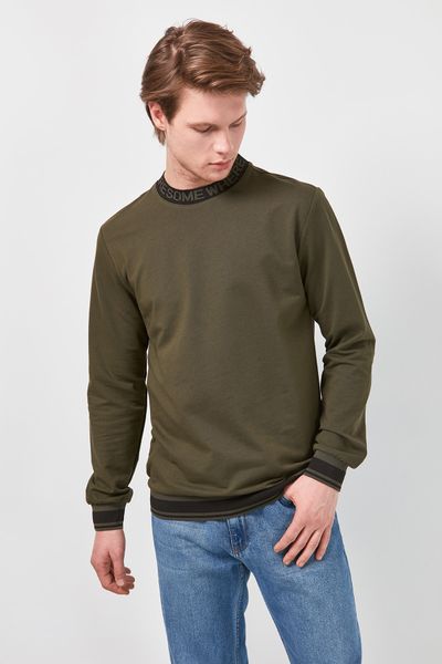 

trendyol мужской велосипед воротник рукава stripe толстовка tmnss20sw0115, Black