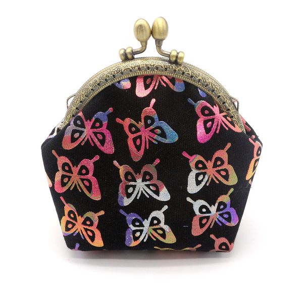 

material box finished product women's canvas wallet bronze color butterfly purse handmade bag wholesale, Black