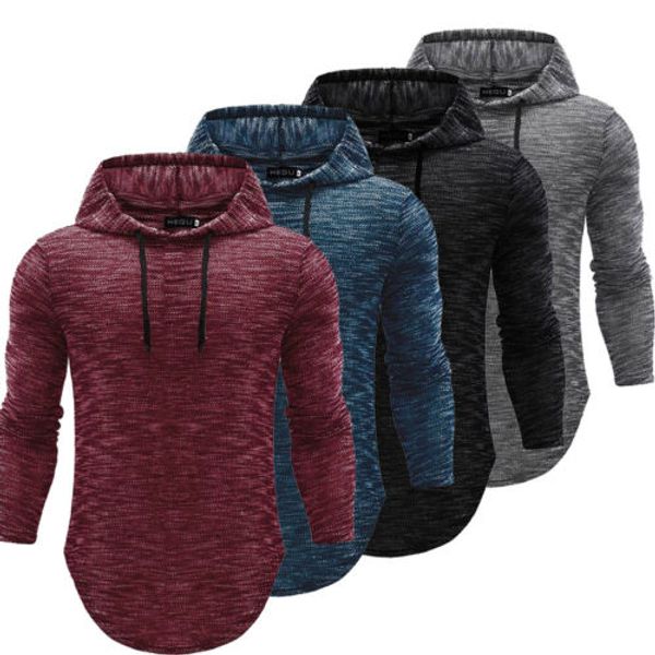 

autumn men's slim fit long sleeve hooded muscle hoodie casual sweatshirt