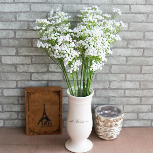 Acheter Real Touch Gypsophila Fleurs De Mariage Artificielles Pour La Mariée Blanc Violet Bébé Souffle Faux Usine De Fête De Mariage Décoration De La