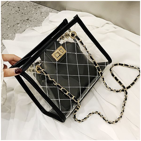 

2019 classic transparent designer crossbody shoulder bag jelly package two-piece set wallet designer luxury handbags purses