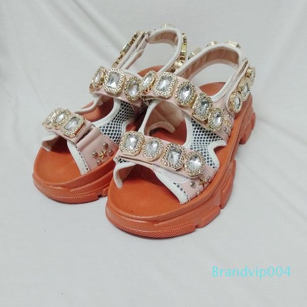 

2019 the latest rhinestone platform sandals beige luxury beach designer slides fashion women designer shoes summer with box, Black