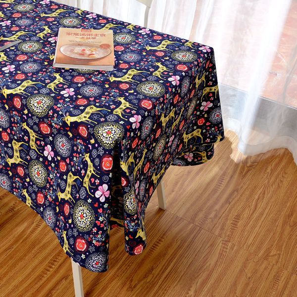 

latest high grade eco cartoon cute reindeer table cloth christmas table cover dinner desk decor flower linen gift festival