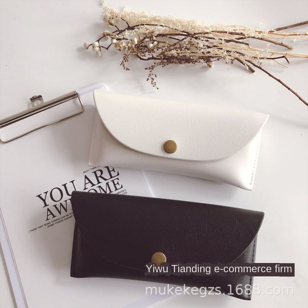 

classic black and fastening sun white imitation sunglasses box pu all-match scrub leather button sunglasses box