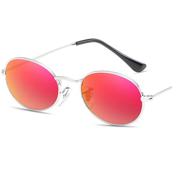 

2019 new small oval sunglasses women men retro metal glasses transparent pink yellow lens female sun glasses uv400, White;black