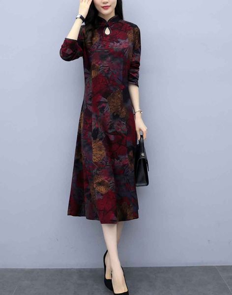 

2019 осень новый cheongsam среднего возраста женщина свадьба мать платье свадебное платье платье западного стиля, Black;gray