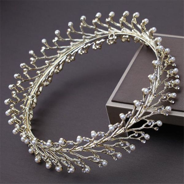 

золотой барокко королева король тиара корона свадебная свадьба жемчуг головной убор диадемы невеста корона свадебное платье аксессуары для в, Golden;white