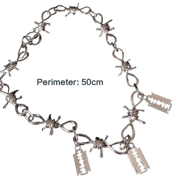 

thorns blade design necklace cool style hipster hip hop men women choker decoration jewelry, Silver