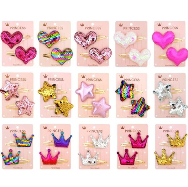 

дети новорожденных девочек блестящие блестки пять указал звездной формы любовь корона ребенок золотой bb шпилька бесплатная доставка, Slivery;white