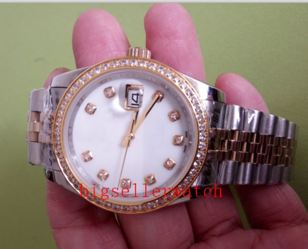 

new style 116243 watch automatic movement date 36mm men women's mechanical white diamond folding mechanical ori, Slivery;brown