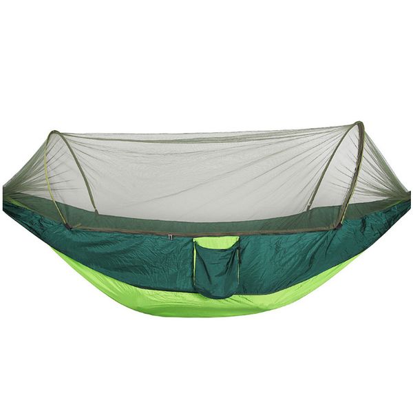 

1-2 portable person camping outdoor hammock with mosquito net swing sleeping,green+grass green 250 x 120cm