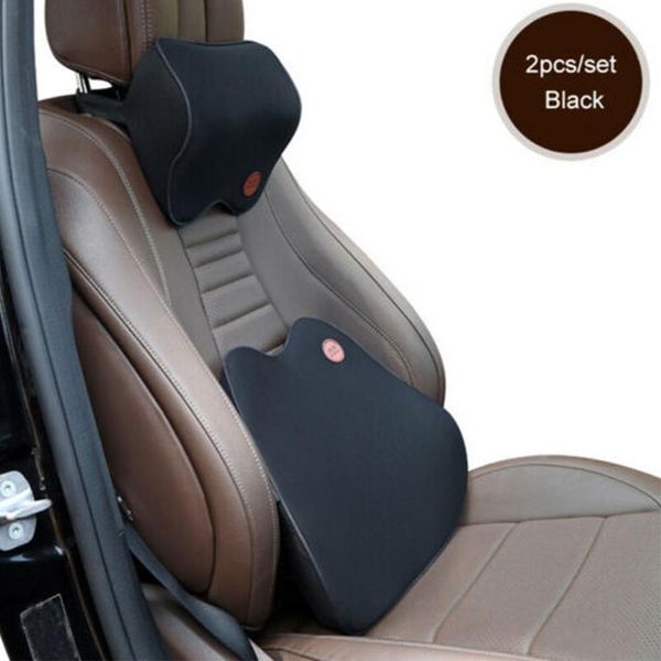 

1set car auto seat supports pillow back lumbar cushion headrest neck support memory foam lower back pain orthopedics body pillow