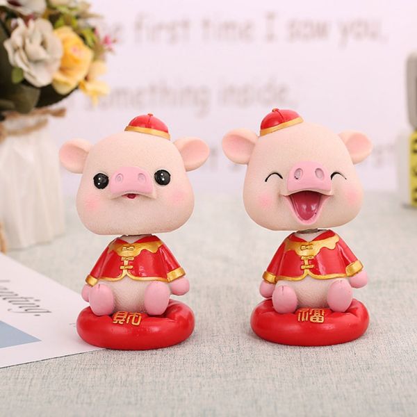 

car ornament resin swing head cute tang costume couple pig good luck pig toys gift ornaments