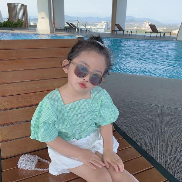 

2020 new wholesale girls plaid shirt fashion cotton summer girls blouse 1-6t ho834, White;black