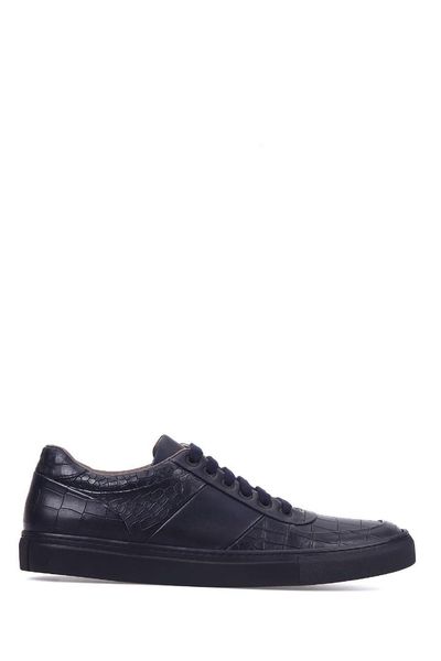 

derimod genuine leather navy blue men 's shoes, Black