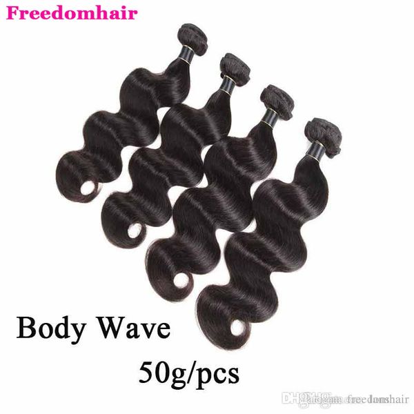 

malaysian human hair bundles 5/6 pcs/lot straight body wave brazilian virgin hair wefts body wave 50g/pcs brazilian hair extension, Black
