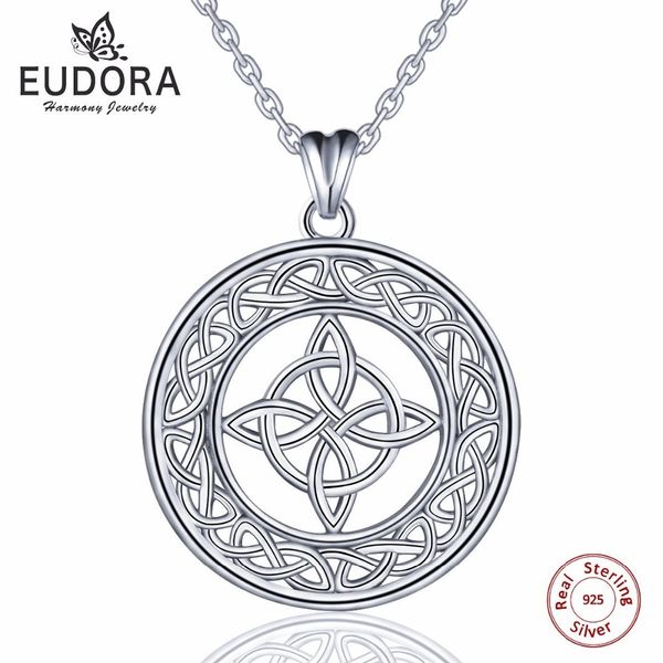 

eudora 925 sterling silver necklace celtics knot pendant round charm with 18 inch silver chain for women fashion jewelry finding