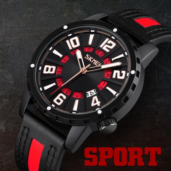 

мужские часы skmei 9202 спортивные кварцевые часы мужская мода 3bar водонепроницаемый красочные кожаный ремешок дисплей дата relogio masculi, Slivery;brown