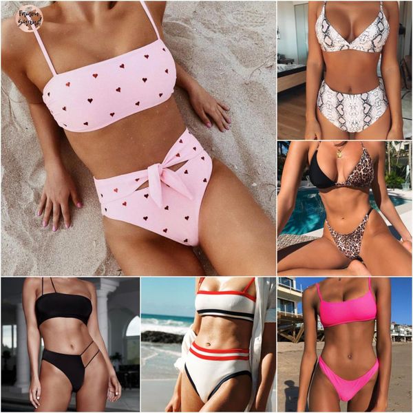 

bikini summer biquini swimsuit women leopard print bikini set wrapped chest lady split bikinis bathing suit women, White;black