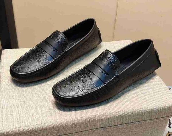 

[orignal box] luxury new mens gommino formal slip-on tread patterns gentleman brand wedding dress fashionable shoes size 38-44, Black