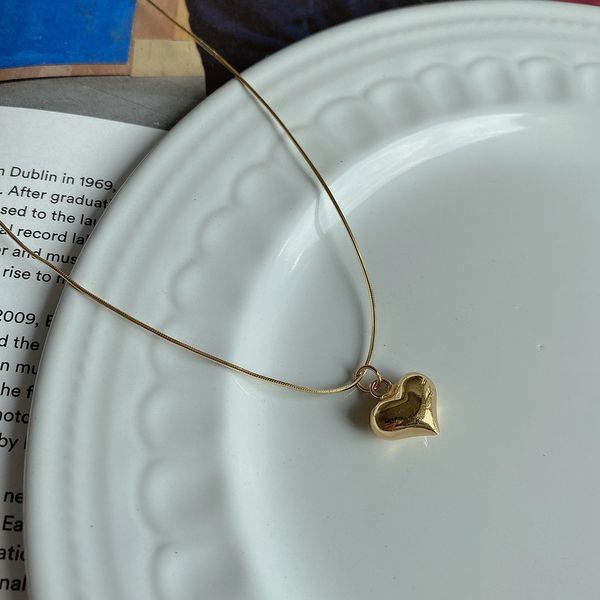 

timeless wonder 925 sterling sliver snake chain pave heart chains necklace women jewelry gothic boho fashion kpop sweet ins 2124, Golden;silver