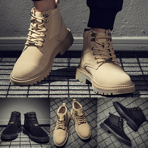 

brand fashion men's boots british wind sanded suede non-slip tooling booties leather men's boots outdoor shoes, Black