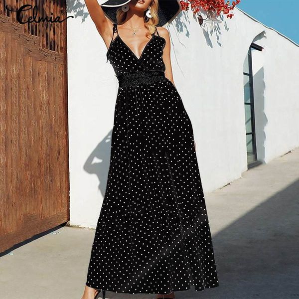 

женщины летнее платье большой размер 2019 celmia сексуальные ремни v-образным вырезом кружева лоскутное оборками рубашка vestidos повседневн, Black;gray