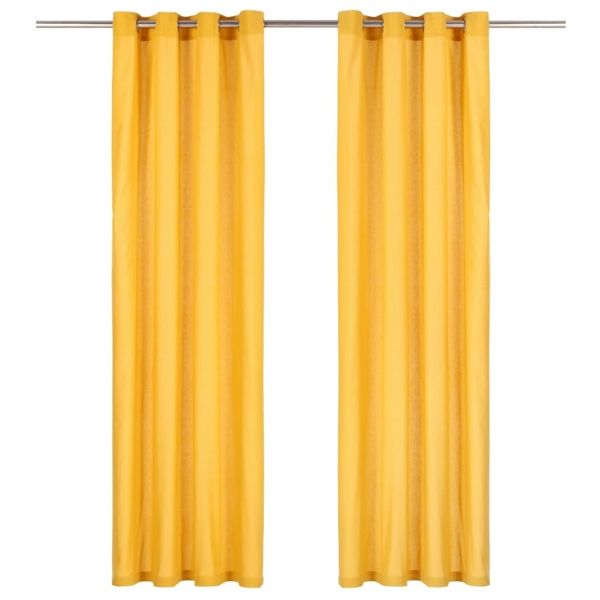 

curtains with metal rings 2 pcs cotton 140x225 cm yellow wall stickers