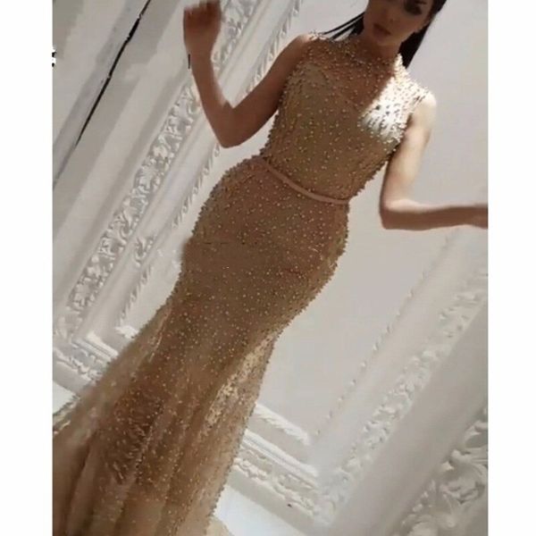 

Middle East Elegant Mermaid Evening Formal Dresses 2019 Prom Gowns Evening Wear Plus Size Beaded Abendkleider yousef aljasmi