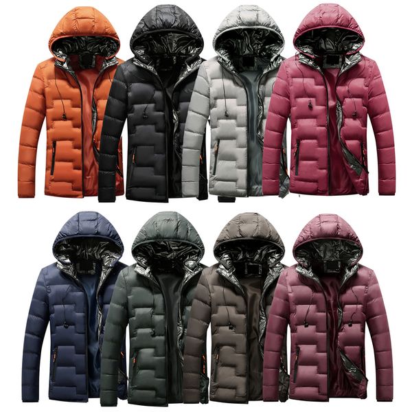 

korean style fashion winter jackets men hooded coats casual outwear multi colors thick warm parka men simple down jackets hombre, Black