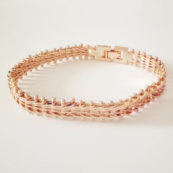 

women men bracelets new luxury elegant rose gold color jewelry hand catenary link bracelet bangle 18cm long wide bracelet, Golden;silver