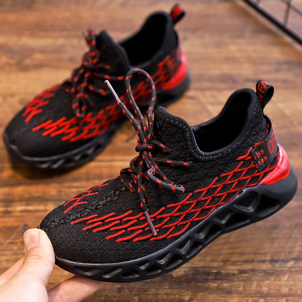 

slide bear boys sports shoes casual running shoes 2020 spring and summer shoes net mesh fly red tide models ing, Black