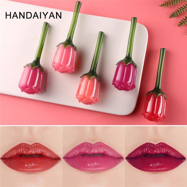 HANDAIYAN Rose Mirror 3D Feuchtigkeitsspendende Lipgloss-Glasur Crystal Lips Glossing Liquid Oil Maintenance 5 Farben 6PCS