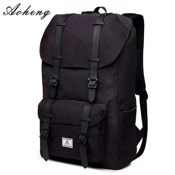 

men casual black backpack large capacity wearproof schoolbag 15.6 inch notebook lapbackpack oxford male usb travel bag