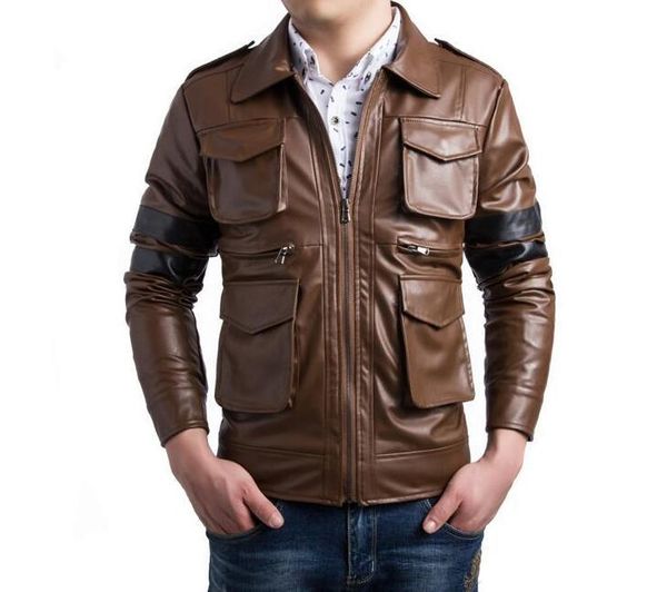 

mens leather jacket slim motorcycle coat pu jackets clothes personalized jaqueta de couro stage street dance rock fashion black