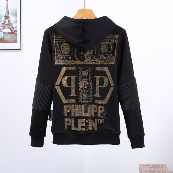 

mens paris new print autumn winter men sweatshirt famous brand thick warm fleece hoodies male quality 100% cotton 6770801, Black