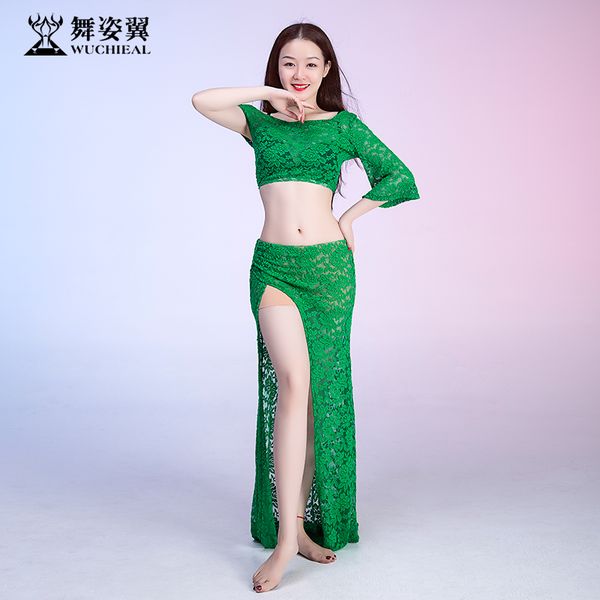 

2019 женщина new lace восточный танец костюм bellydance танец живота юбки костюмы живота танцовщица ежедневная практика одежды m-l, Black;red