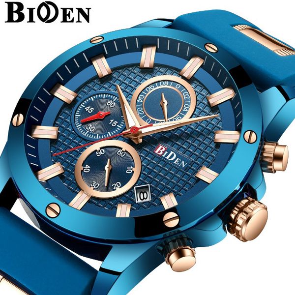 

biden brand watch luxury blue golden sport men watch brand fashion militatry casual male's wristwatch waterproof watches, Slivery;brown
