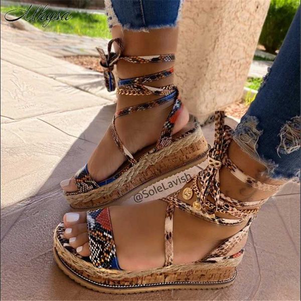 

2020 summer women fashion serpentine sandals platform heels cross strap peep toe fashion beach women shoes zapatos de mujer, Black