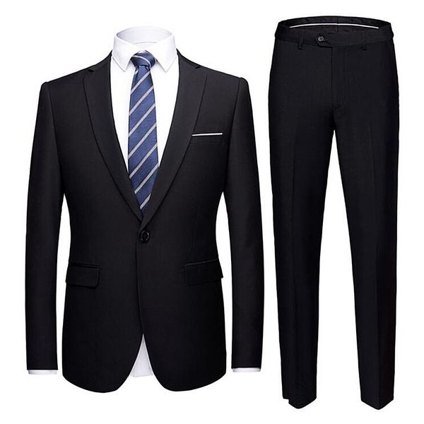 

jacket + pants 2 pieces set / 2018 fashion new men's casual boutique business dress wedding groom suit coat blazer trousers, White;black