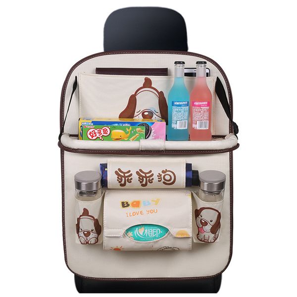 

new design car organizer back seat fold dining rack cartoon car seat storage bag multifunction storage box cushion