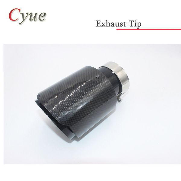 

1 piece universal glossy carbon fibre car exhaust muffler tip + black stainless steel for any car