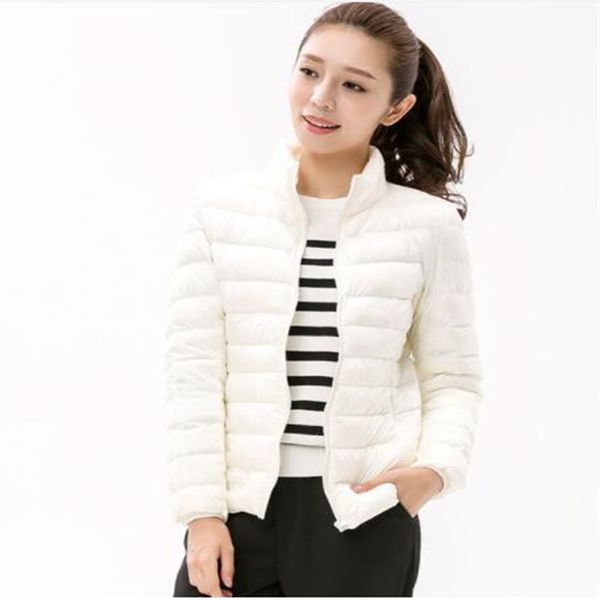 

woman stand collar slim short ultra light down jackets female wear coat parkas plus size 3xl parkas mujer invierno, Black